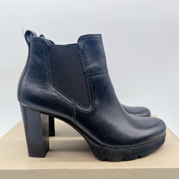Paul Green Dallas Chelsea Bootie Boots Platform Heel Black Leather UK 5.5 US 8 - Picture 3 of 12